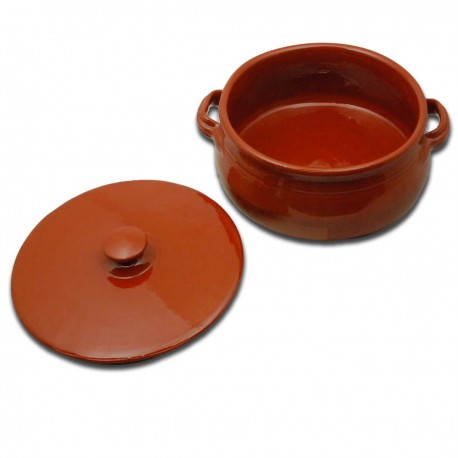 Tegame fondo in terracotta c/coperchio ø cm 20