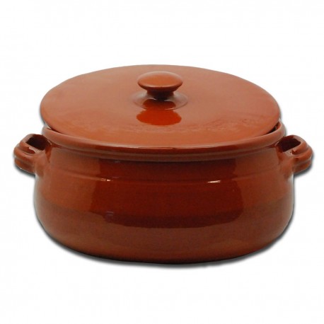 Tegame semifondo in terracotta c/coperchio ø cm 23
