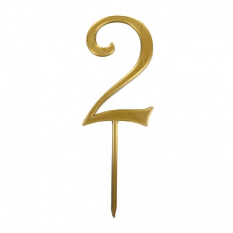 Numero 2 cake topper oro - cm 11