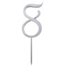 Numero 8 cake topper argento - cm 11