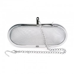 Filtro in rete inox ovale con catenella cm 6 x 12