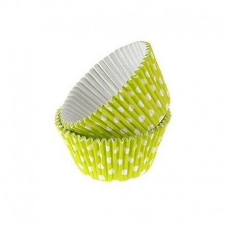 Pirottini in cartoncino da forno green polka dots ø cm 5 -24 pz