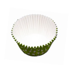 Pirottini in cartoncino da forno green polka dots ø cm 5 -24 pz