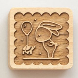 Lepre e tartaruga timbro in legno per biscotti
