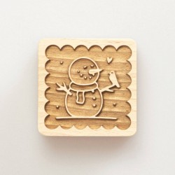 Pupazzo di neve timbro in legno per biscotti