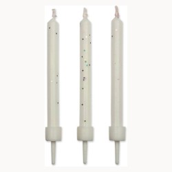 Candeline bianco glitter mm 62 - 10 pz